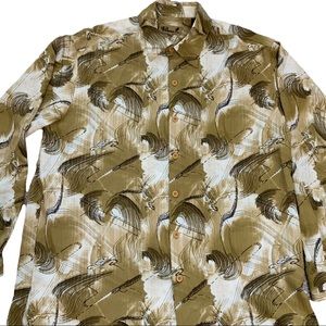 Vintage 70’s Falcone Shirt XXL Abstract Design Long Sleeve Spin Gold Vibe